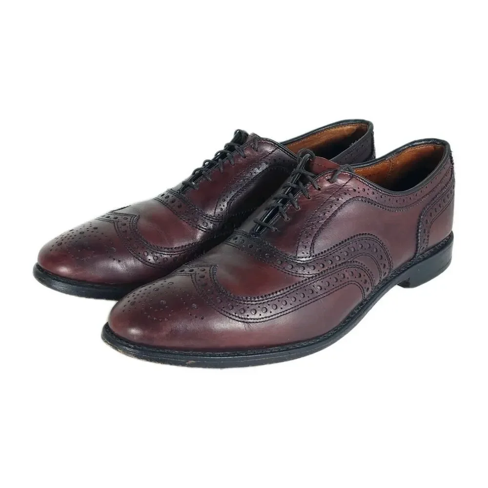 Allen Edmonds Mens McAllister US9,5C Burgandy Leather Wingtip Brogue Dress Shoes